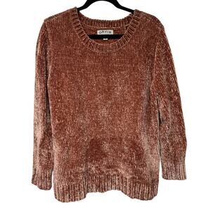 Orvis Womens Relaxed Fit Chenille Pullover Sweater Dusty Pink Rose Size XL